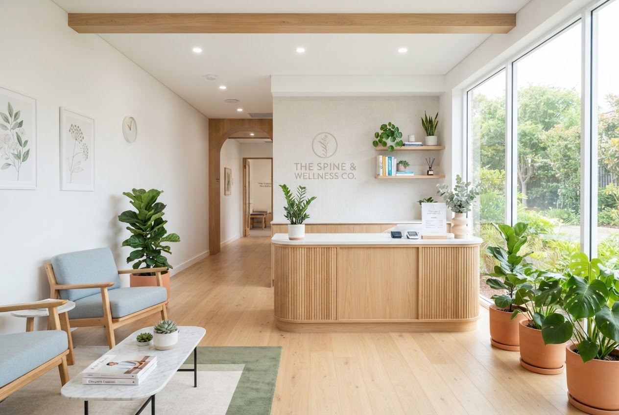 Bright, welcoming reception area of the Begin Within Family Wellness clinic