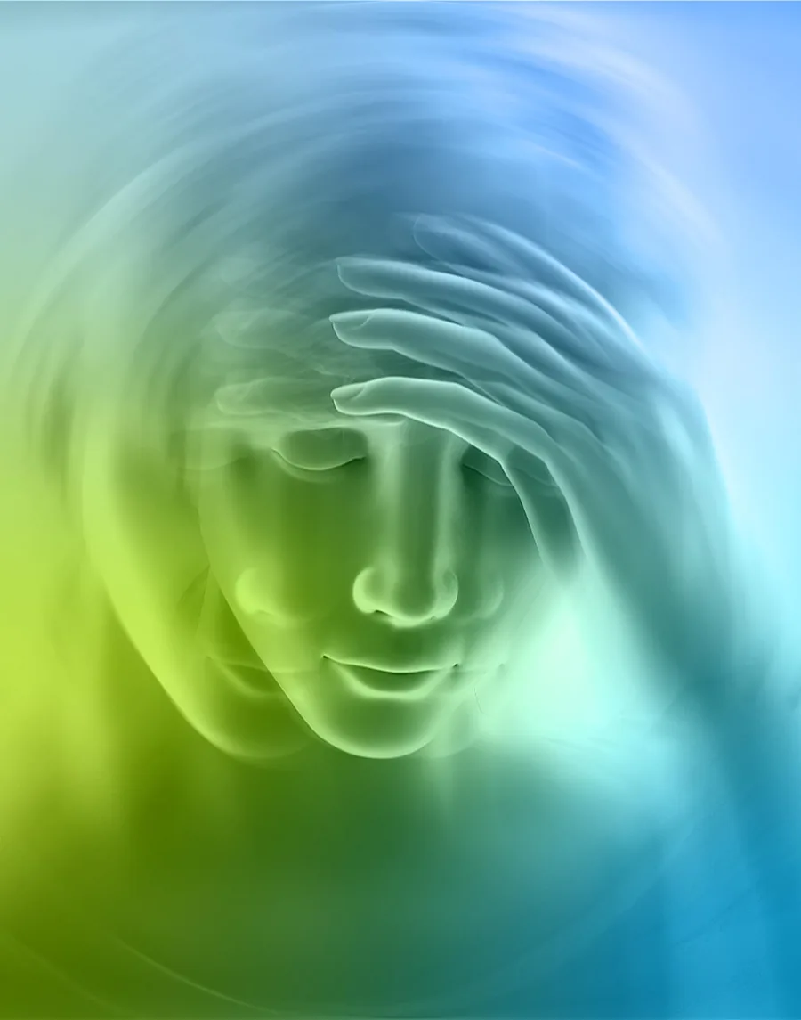 A person steadying themselves during a bout of dizziness